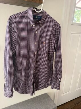 Ralph Lauren Men’s Navy and Purple Grid Button-Down Shirt